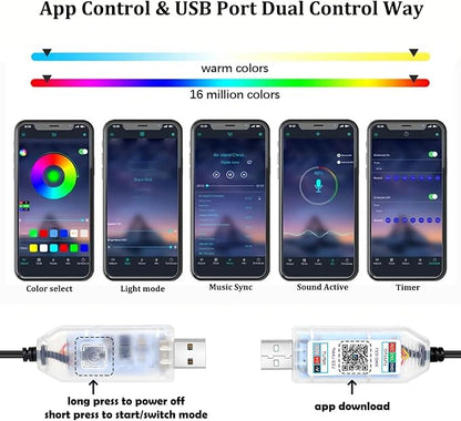 YUGUANG 43.3inch Interior Car Lights Strip, Dynamic Dreamcolor Chasing App Control Music Sync USB Powered RGB Acrylic LED Ambient Lighting Kit for Car Trucks SUV