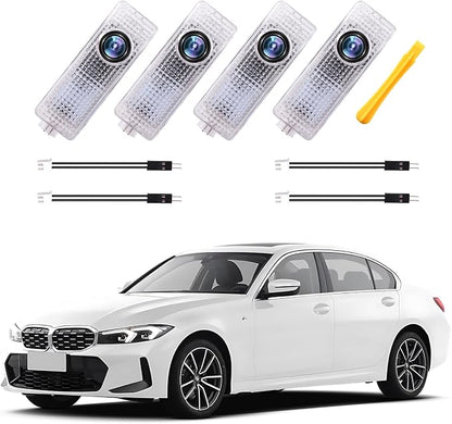 4PC Car Door Light Projector, Customized Logo Door LED Lights Compatible with 1/2/3/4/5/6/7/X/Z/M/GT Series M Car Accessories