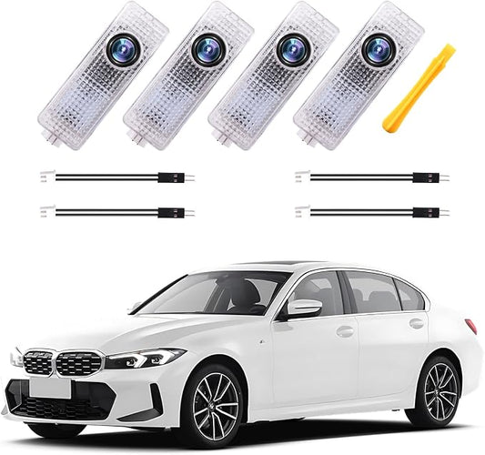 4PC Car Door Light Projector, Customized Logo Door LED Lights Compatible with 1/2/3/4/5/6/7/X/Z/M/GT Series M Car Accessories