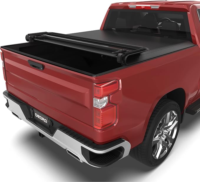 OEDRO Soft Quad Fold Truck Bed Tonneau Cover Fit for 2019-2026 Chevy Silverado 1500 / GMC Sierra 1500 New Body Style Without Multi-Flex Tailgate, Fleetside 5.8 Feet Bed