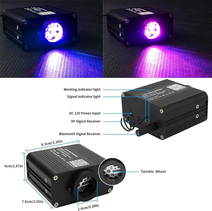 AZIMOM 16W Twinkle & Sound Activate 550pcs*0.03in*9.8ft Fiber Optic Starlight Headliner Kits+RGB Meteor Shooting Star,APP& Remote Control Light Engine End Glow Fiber Strands Home Car Ceiling Décor