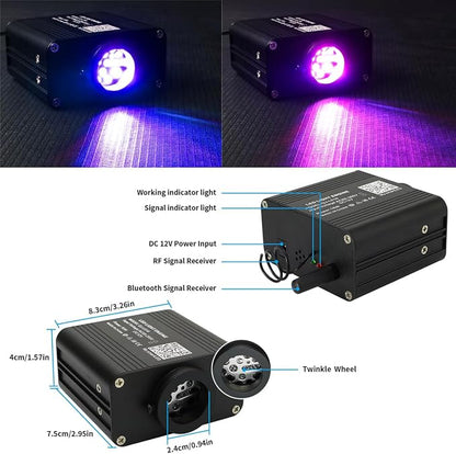 AZIMOM 16W Twinkle & Sound Activate Mixed430pcs*9.8ft Fiber Optic Starlight Headliner Kits for Car Home Star Ceiling Sky Decoration, APP& Remote Control Light Engine End Glow Fiber Strands