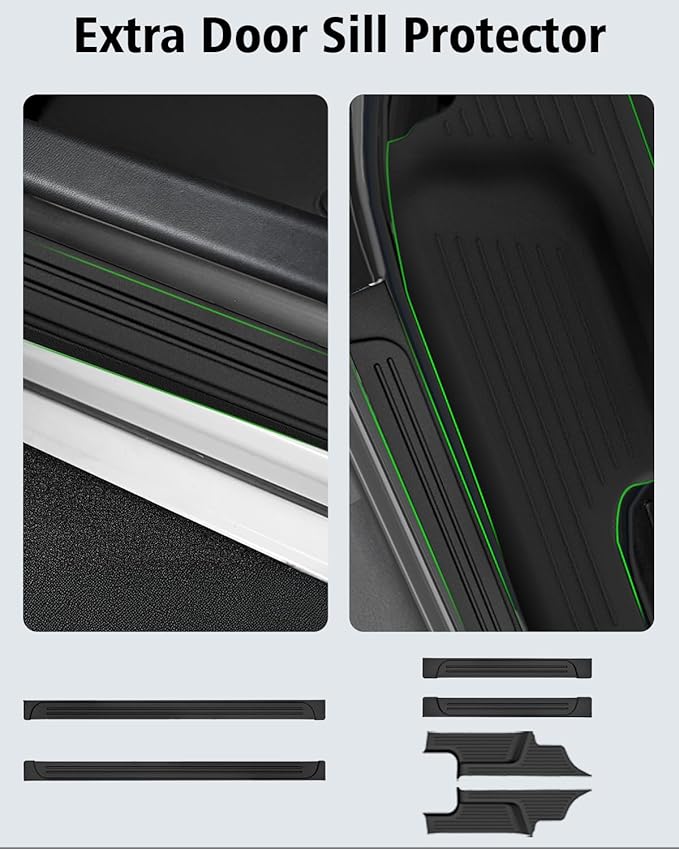 Floor Mats & Cargo Mat with Backrest Mat Custom for Nissan Pathfinder 2022-2025 2026 7&8 Seats, Door Sill Guards, All Weather TPE Full Set Floor Liners Trunk Mat for Pathfinder 2025 Accessories