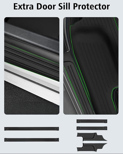 Floor Mats & Cargo Mat with Backrest Mat Custom for Nissan Pathfinder 2022-2025 2026 7&8 Seats, Door Sill Guards, All Weather TPE Full Set Floor Liners Trunk Mat for Pathfinder 2025 Accessories