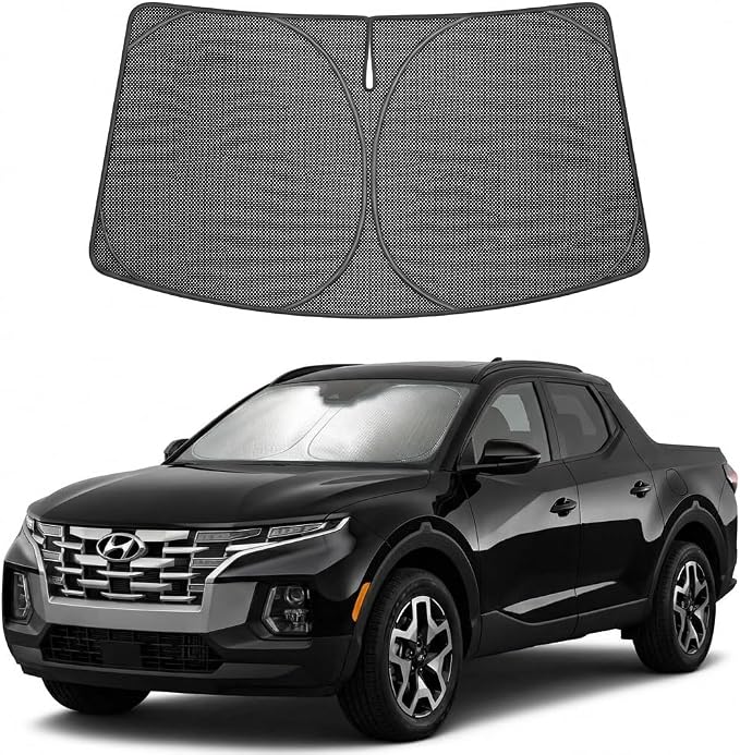 Proadsy Windshield Sun Shade Custom Fit Hyundai Santa Cruz 2022-2026 Ice Crystal Black Front Window Sunshade UV and Heat Blocker Foldable Visor Keeps Car Cooler for Summer Parking and Daily Use