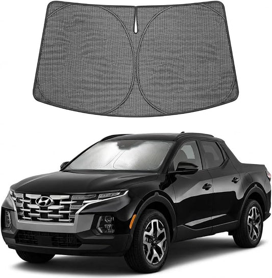 Proadsy Windshield Sun Shade Custom Fit Hyundai Santa Cruz 2022-2026 Ice Crystal Black Front Window Sunshade UV and Heat Blocker Foldable Visor Keeps Car Cooler for Summer Parking and Daily Use