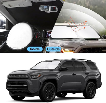 TINGLU Sun Shade for Toyota 4Runner 2025 2026 Accessories Windshield Sun Shade Window Shade UV Rays Protection Sun Visor Cover with Steering Wheel Sunshade Storage Bag