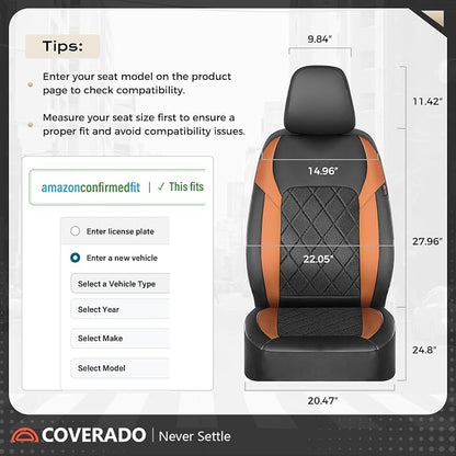 Coverado Car Seat Covers, Front Seat Covers, 2 Front Automotive Seat Cover, Mesh Breathable Seat Protectors, Universal Fit for Most Cars