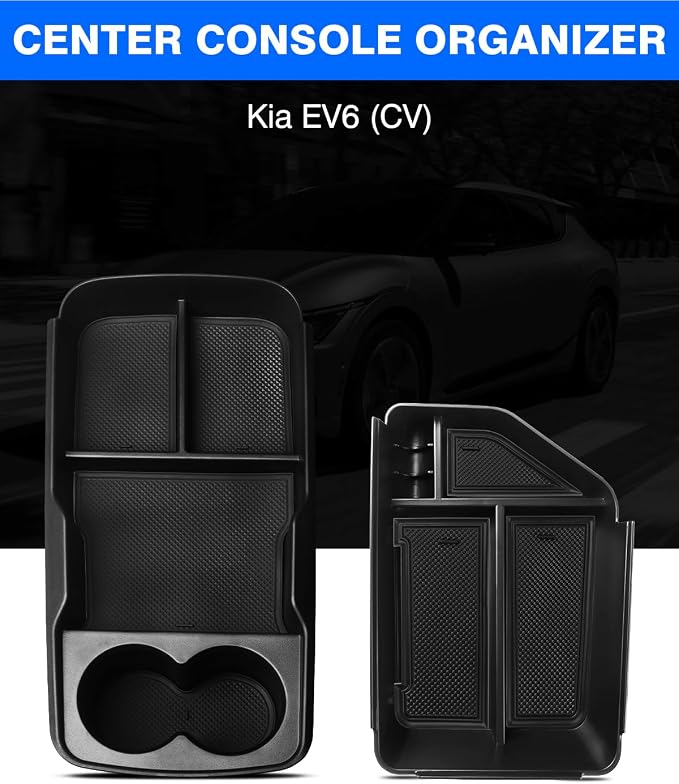 Autorder 2PCS Center Console Organizer for Kia EV6 2022 2023 2024 2025 2026 Accessories Armrest Storage Box Secondary Insert Tray Center Console Bottom Organizer