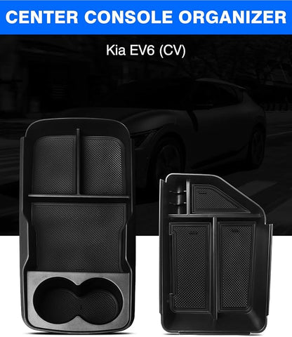 Autorder 2PCS Center Console Organizer for Kia EV6 2022 2023 2024 2025 2026 Accessories Armrest Storage Box Secondary Insert Tray Center Console Bottom Organizer