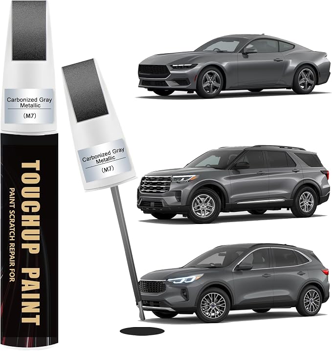 Car Paint Touch Up Pen Compatible with Ford Carbonized Gray Metallic(M7), 2-In-1 Color Accurate Touch Up Car Scratch Repair Paint Match Ford Series Automotive Scratch Remover for Nicks & Chips Repair