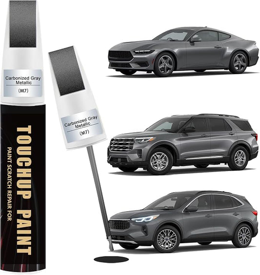 Car Paint Touch Up Pen Compatible with Ford Carbonized Gray Metallic(M7), 2-In-1 Color Accurate Touch Up Car Scratch Repair Paint Match Ford Series Automotive Scratch Remover for Nicks & Chips Repair