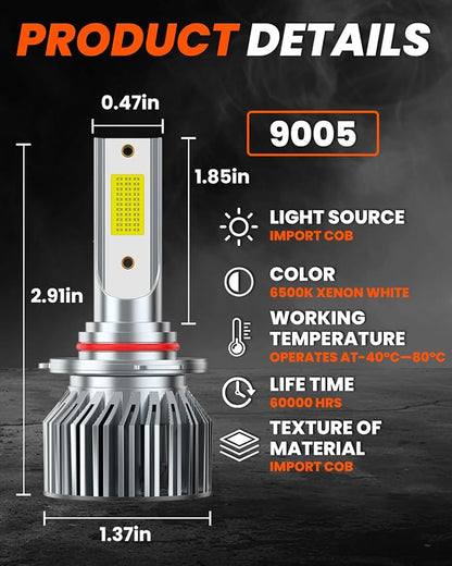 Fit for 2013 2014 2015 2016 Nissan Pathfinder High Beam Low Beam Fog Light Bulbs Combo,6500K Safety Bright White,Enhanced Visibility Upgrade With Fan,Plug and Play,IP68 6-Pack