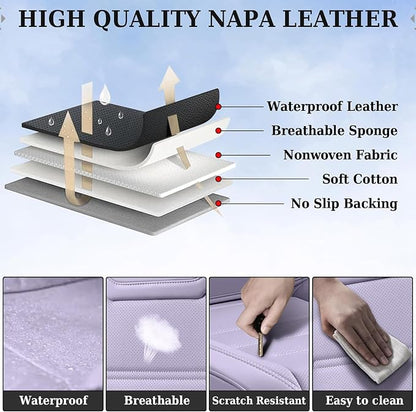 Coverado Car Seat Covers, Front Covers for Cars, Car Seat Cover Front Seats, Car Seat Protector Waterproof, Leather Car Seat Cushion, Universal Interior Covers Seat Protectors for Most Cars Purple