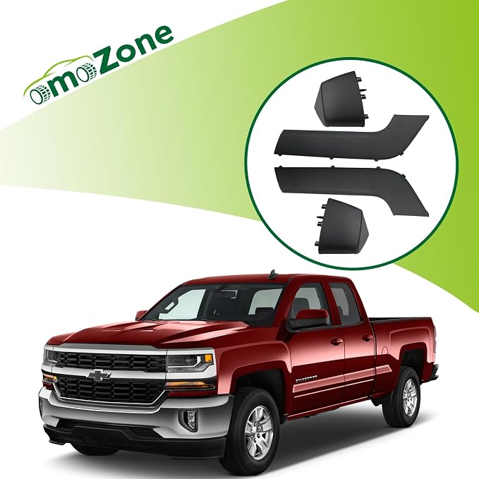 4PCS Door Armrest Cover Trim Kit Front&Rear Left Right Side Door Panel Arm Rest Bezel Set Black Compatible with 2014-2020 Chevy Silverado GMC Sierra Double Cab