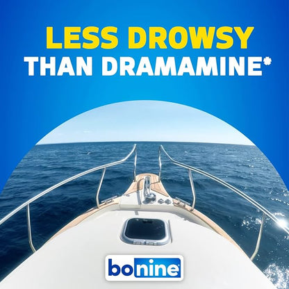 Bonine Non-Drowsy Motion Sickness Relief - Chewable Tablets with Meclizine HCL 25mg - Non Drowsy Medicine for Nausea or Motion Sickness - Cruise Essentials - Raspberry Flavor, 28 Chewable Tablets