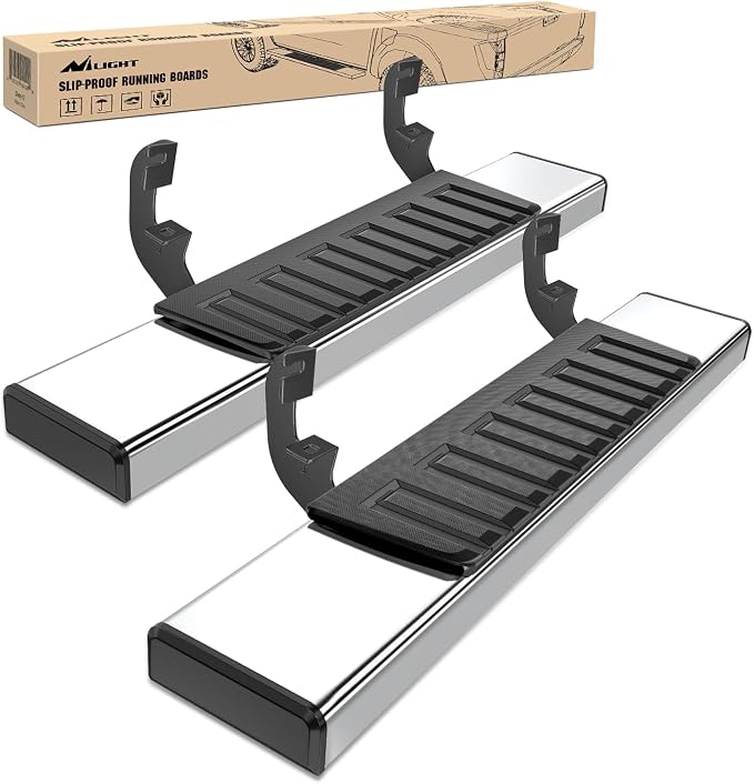 Nilight Running Boards for 2019-2026 Chevy Silverado GMC Sierra 1500 2500 3500 Regular Standard Single Cab 6 Inch Side Step Nerf Bars Stainless Steel