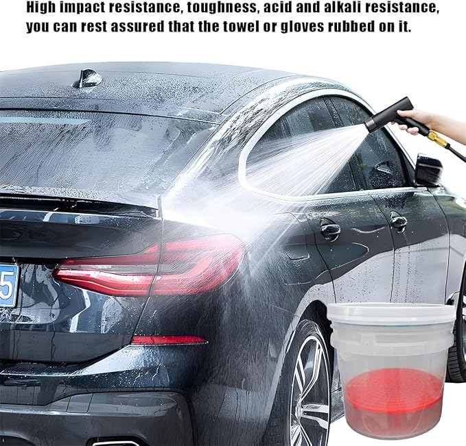 2 PCS Car Wash Bucket Insert, Car Wash Grit Filter Trap Dirt Fits 12 Inches Diameter Bucket, Insert for Automotive Detailing and Cleaning, Car Accessories (Black+Red)