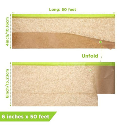 4 Rolls Pre-Taped Masking Paper, 6” x 50 Ft Adhesive Protective Painters Paper for Covering Cars, Furniture, Floors & Frames