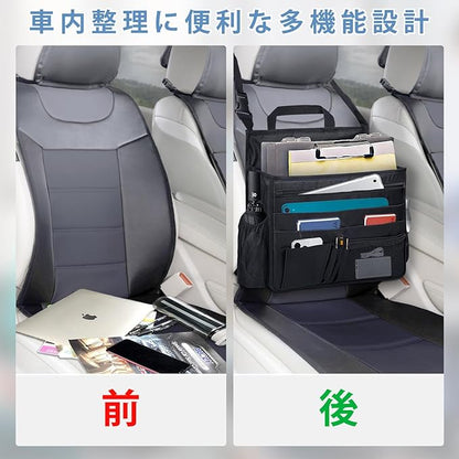 Car Backseat Organizer for Kids, Hanging Front Seat Storage Organizer with 10+ Pockets, Laptop Compartment, Cup Holders for Water Bottle - Car Organizer for Truck, SUV, Minivan Accessories