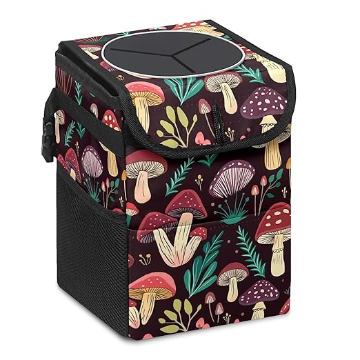 Car Trash Can – Multi-Purpose, Lightweight and Portable with Durable Water-Resistant Coating, No Installation Required, Practical and Ample Capacity, Variety of Colors.Mushroom