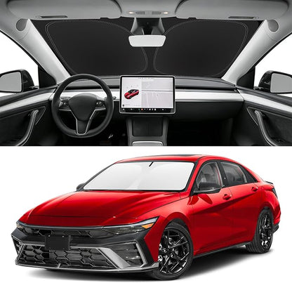 Custom Fit Windshield Sun Shade for Hyundai Elantra 2021-2026, Blocks UV & Heat, Front Window Sunshade Accessories, Easy Fold & Store Keep Your Car Cooler