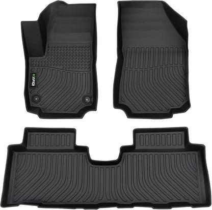 Floor Mats Custom for GMC Terrain 2018-2024 & Chevrolet Equinox 2018-2024 All Weather Protection TPE Heavy Duty Non-Slip Automotive Floor Liners Fits Front& 2nd Row Full Set Accessories, Black