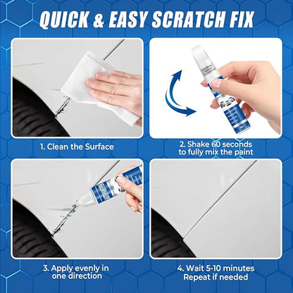 Star White Metallic Tri-Coat (AZ) Touch Up Paint for Cars, Compatible with Ford F-150/Explorer/Edge, 2-in-1 Car Scratch Repair Pen, Color Accurate, Quick Dry, Long-Lasting