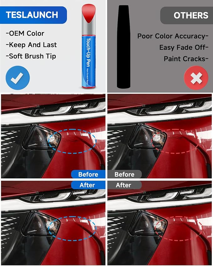 46V Soul Red Crystal Metallic Tricoat Touch Up Paint Compatible with Mazda Exact Match Touch Up Paint Car Scratch Repair