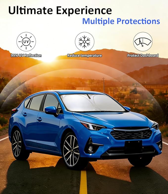 Windshield Sun Shade for 2024 2025 2026 Subaru Impreza Accessories, Car Front Window Sun Visor & Heat Shield | 240T Sunshade Protection Blocks UV Rays Keep Your Car Cooler
