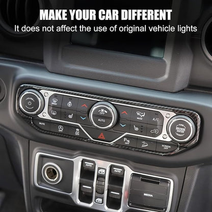 RT-TCZ Air Conditioning Dashboard Center Console Control Trim Panel Cover Interior Accessories Decoration Trim Kit for 2018-2022 Jeep Wrangler JL JLU & Jeep Gladiator JT (Carbon Fiber Grain)