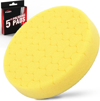 Yellow Polish Pad, Buffing Polishing Pads, 1Pc 5.5 Inch Face for 5 Inch 125mm Backing Plate Compound Buffing Sponge Pads for Car Buffer Polisher Compounding, Polishing and Waxing