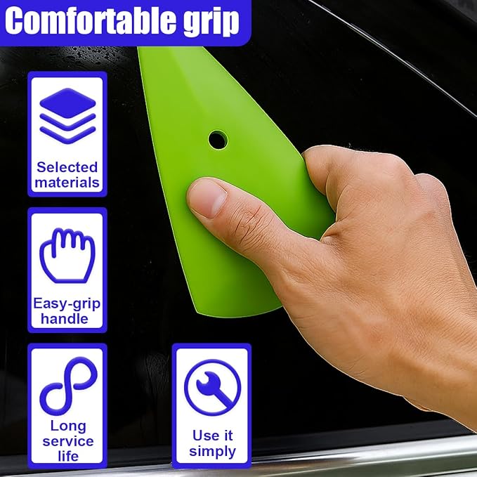 2PCS Triangle Squeegee Car Tint Squeegee, Go Corner Contour Vinyl Wrap Scraper, Fine-Edge Window Tint Tool for PPF Vinyl Wrap, Wallpaper, Decal Sticker Installation(Green)