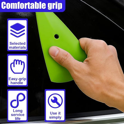 2PCS Triangle Squeegee Car Tint Squeegee, Go Corner Contour Vinyl Wrap Scraper, Fine-Edge Window Tint Tool for PPF Vinyl Wrap, Wallpaper, Decal Sticker Installation(Green)