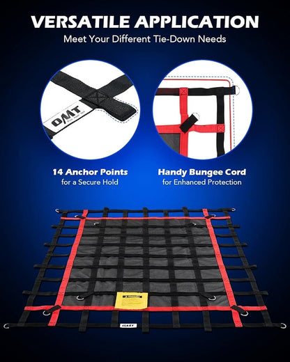 Orion Motor Tech Cargo Net for Pickup Truck Bed, 6'x4.8' Truck Bed Net for SUV ATV Oil Rig Cargo Rack, Heavy Duty Pickup Cargo Net Safety Mesh Net with S-Hook Straps Tie Down Strap Bungee Cord