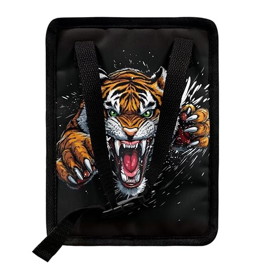Cool Tiger Print Trash Can for Car Leakproof Garbage with Lid and Zipper Trash Bin Hanging Back of Seat Auto Interior Accessories Universal Fit Most Truck SUV Van