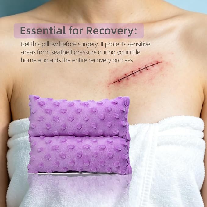KANICER Chemo Port Pillows for Mastectomy, Pacemaker Pillow Heart Surgery Recovery Gifts，Heart Surgery Pads Bypass Breast Cancer Protectors (Purple)