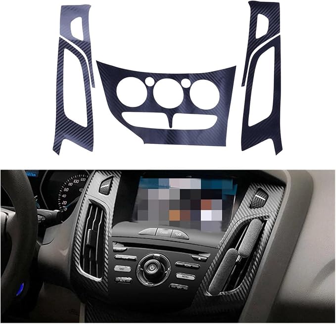 Qizm 1Set Carbon Fiber Grain Interior Gear Panel Window Control Switch Sticker Kit Fit for Ford Focus 2012-2014 LHD