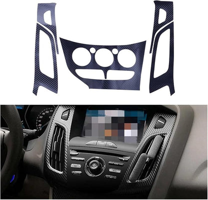 Qizm 1Set Carbon Fiber Grain Interior Gear Panel Window Control Switch Sticker Kit Fit for Ford Focus 2012-2014 LHD