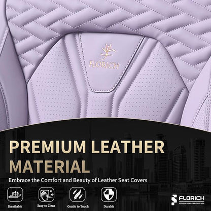 FLORICH Leather Seat Covers Full Set Purple Car Seat Cover Full Coverage Seat Covers Front Seats and Rear Waterproof Car Seat Cushion Protector Universal Fit for Most Cars Trucks SUVs