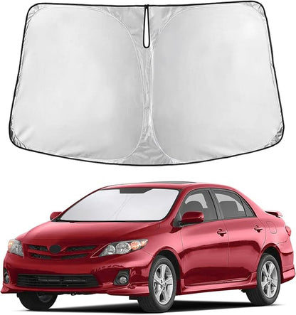 EcoNour Windshield Sunshade Compatible for Toyota Corolla 2009-2011 2012 2013 LE, XLE, S, XRS Sun Visor for Front Windshield & Window Sun Shade Cover, UV Heat Blocker & Protector, Car Accessories
