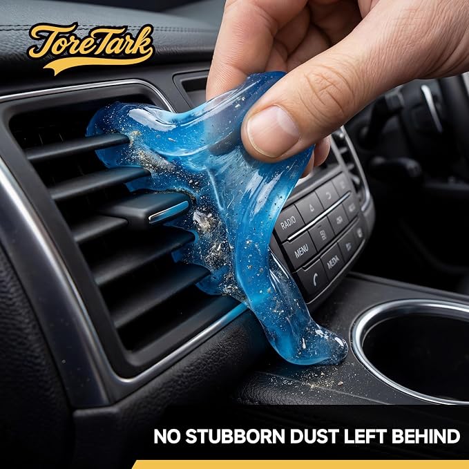 toretark Car Cleaning Gel – Reusable Interior Car Cleaner Putty, Natural Auto Detailing Slime for Vents & Crevices, Universal Car Accessories Gift for Men & Women, Blue