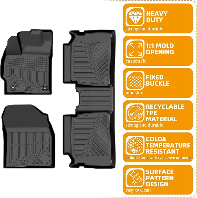 Floor Mats for Toyota Prius 2012 2013-2015, Prius Floor Mats (NOT for Prius c or Prius v or Plug-in), TPE Non-Slip Waterproof Summer Winter Floor Liners