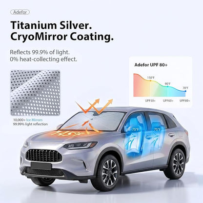 2026 Upgraded Windshield Sun Shade Umbrella for Honda CR-V [Precision Custom Fit, Superior UV & Heat Block] Cooling Tech Fabric, Durable Foldable with Storage Bag, Fits 2000-2026