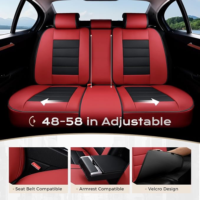 Coverado Car Seat Covers Full Set, Seat Covers for Cars, Front Seat Covers and Back Seat Cover Waterproof Leather Automotive Seat Cover, Universal Car Interior Protectors Cushion for Most Cars