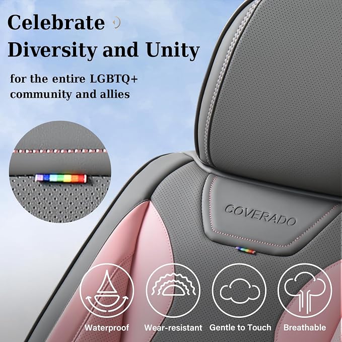 Coverado Car Seat Covers Full Set, Seat Covers for Cars, Front Seat Covers and Back Seat Cover Waterproof Leather Automotive Seat Cover, Universal Car Interior Protectors Cushion for Most Cars