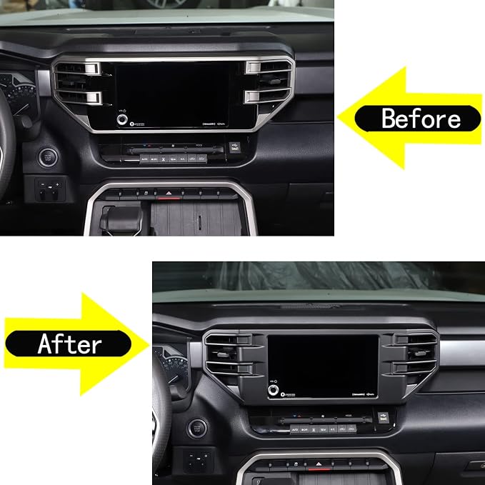 Aunginsy Center Console Air Outlet Trim Cover Compatible with Toyota Tundra/Sequoia 2022-2026, Air Conditioning A/C Vent Panel Large Frame Protective Cover Decorator ABS Accessories, For 8-inch Screen