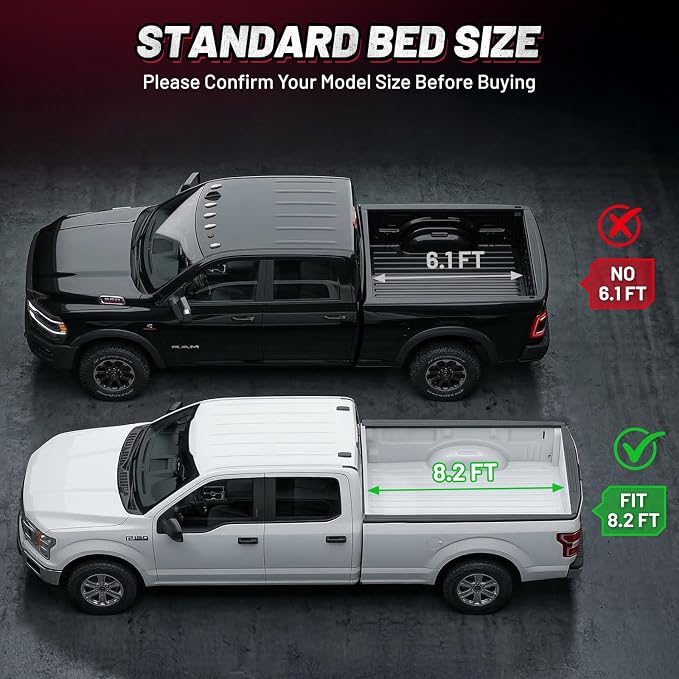 BDFHYK Hard Tri-Fold Tonneau Cover for Ford F-250 F-350 Super Duty 1999-2026 8.2 FT Long Bed, Waterproof Low Profile Truck Bed Cover with Anti-Theft Lock, Easy Install for Camping and Work Trucks