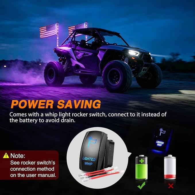 Nilight LED Whip Light 2PC 3FT Spiral RGB Antenna Whips with Spring Base, App/Remote Control DIY Chasing Patterns Brake & Reverse Turn Signal Lights for Side by Side ATV UTV RZR Can-Am Buggy Jeep