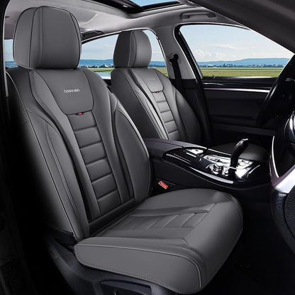 Coverado Car Seat Covers Full Set, Seat Covers for Cars, Front Seat Covers and Back Seat Cover Waterproof Leather Automotive Seat Cover, Universal Car Interior Protectors Cushion for Most Cars